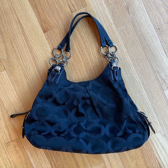 Coach leather & canvas shoulder bag - Picture 1 of 15
